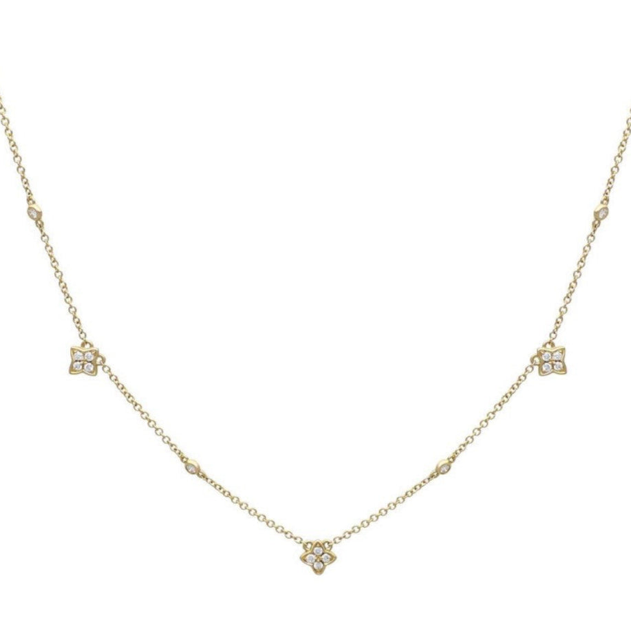 floral inspired diamond pendant in yellow gold