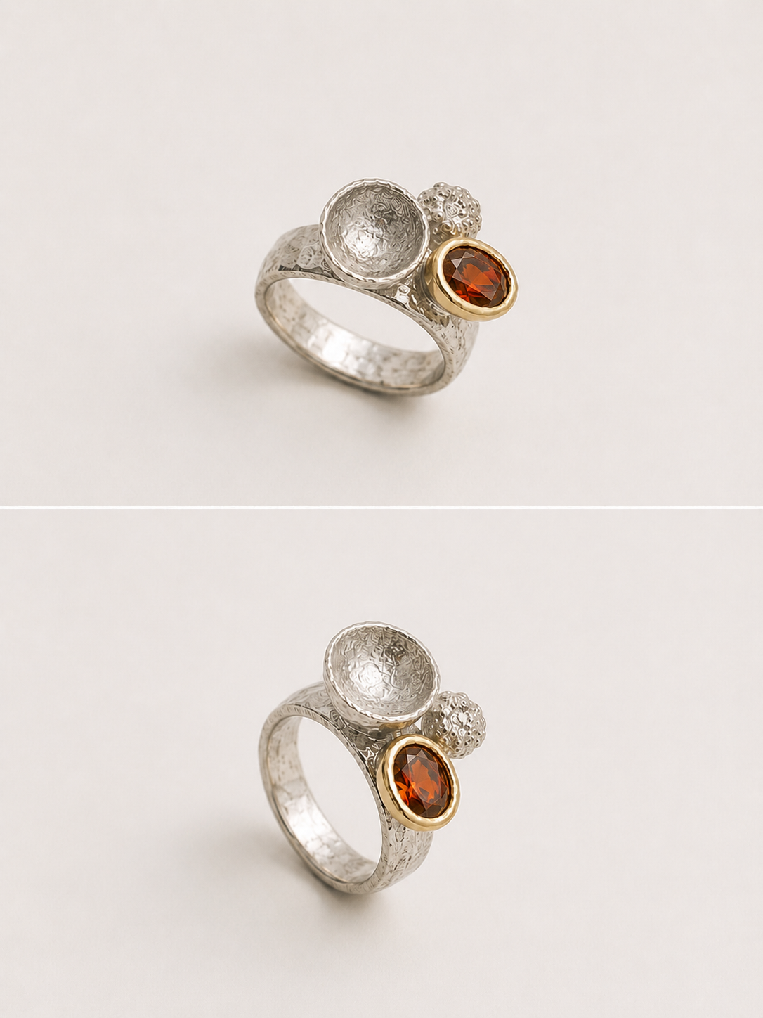 Orange garnet Acorn capsule ring
