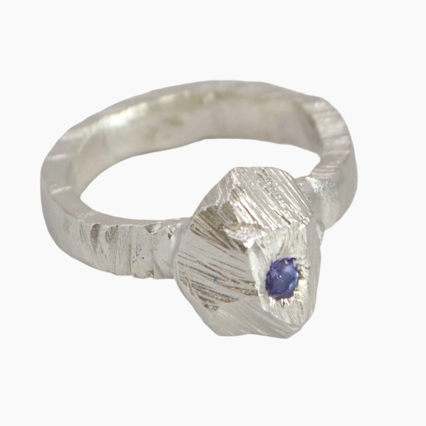 Sterling Silver rock formation ring featuring amethyst stone