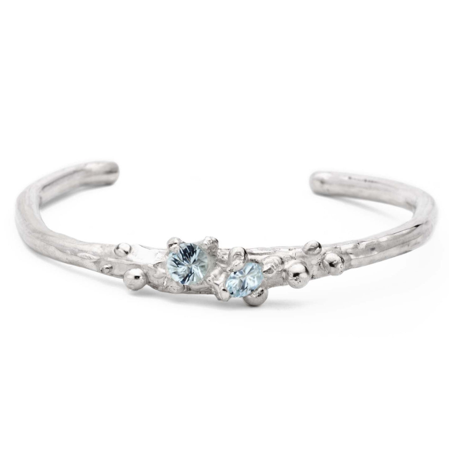 Sterling silver and aquamarine bangle