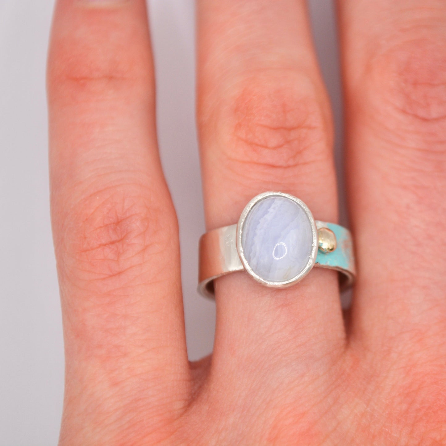 blue lace agate ring