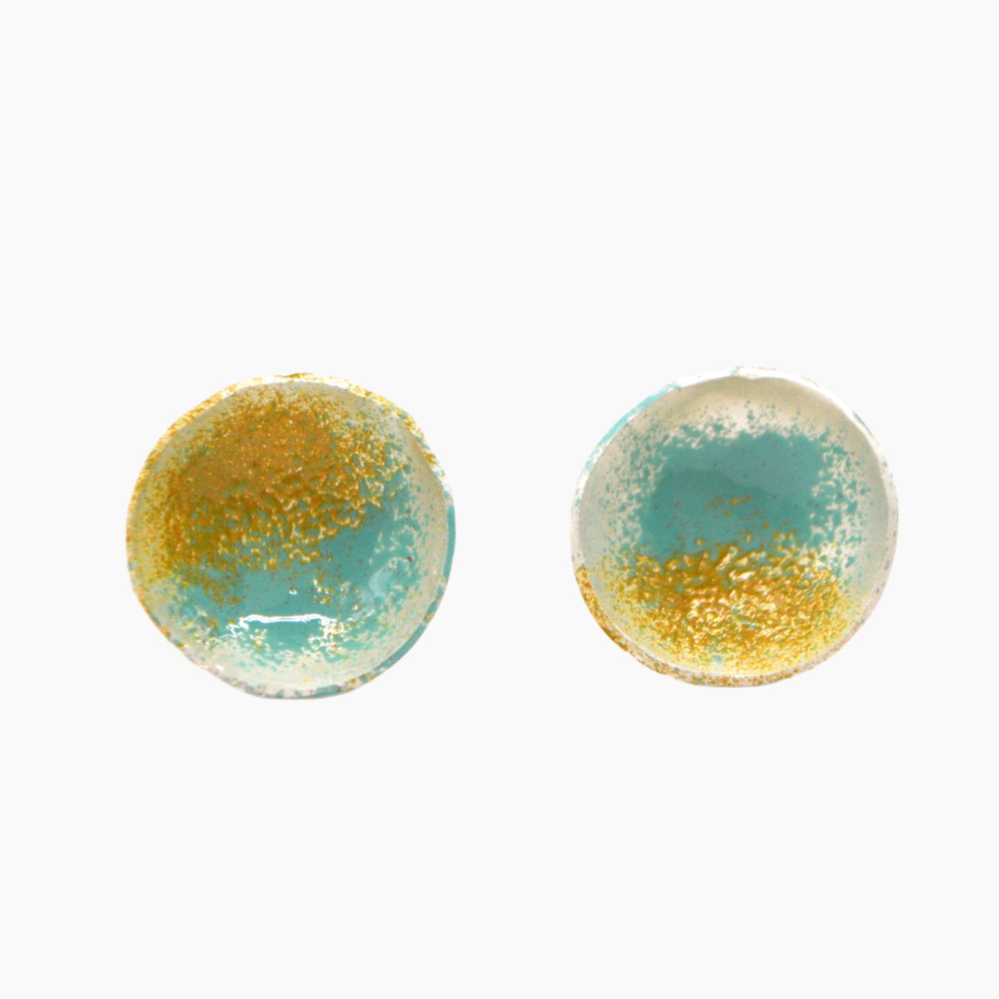miniature enamel and sterling silver studs inspired by the colours of the ocean