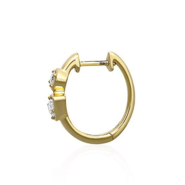 Mixed shape diamond hoop earrings in yellow gold