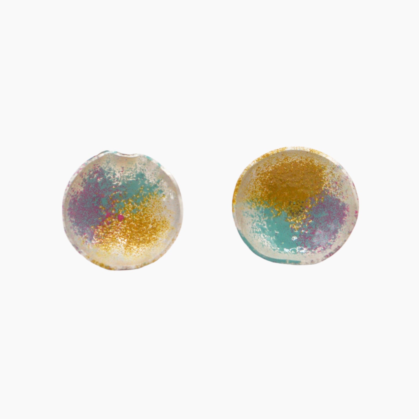 medium sized ocean inspired sterling silver and enamel cup earrings.