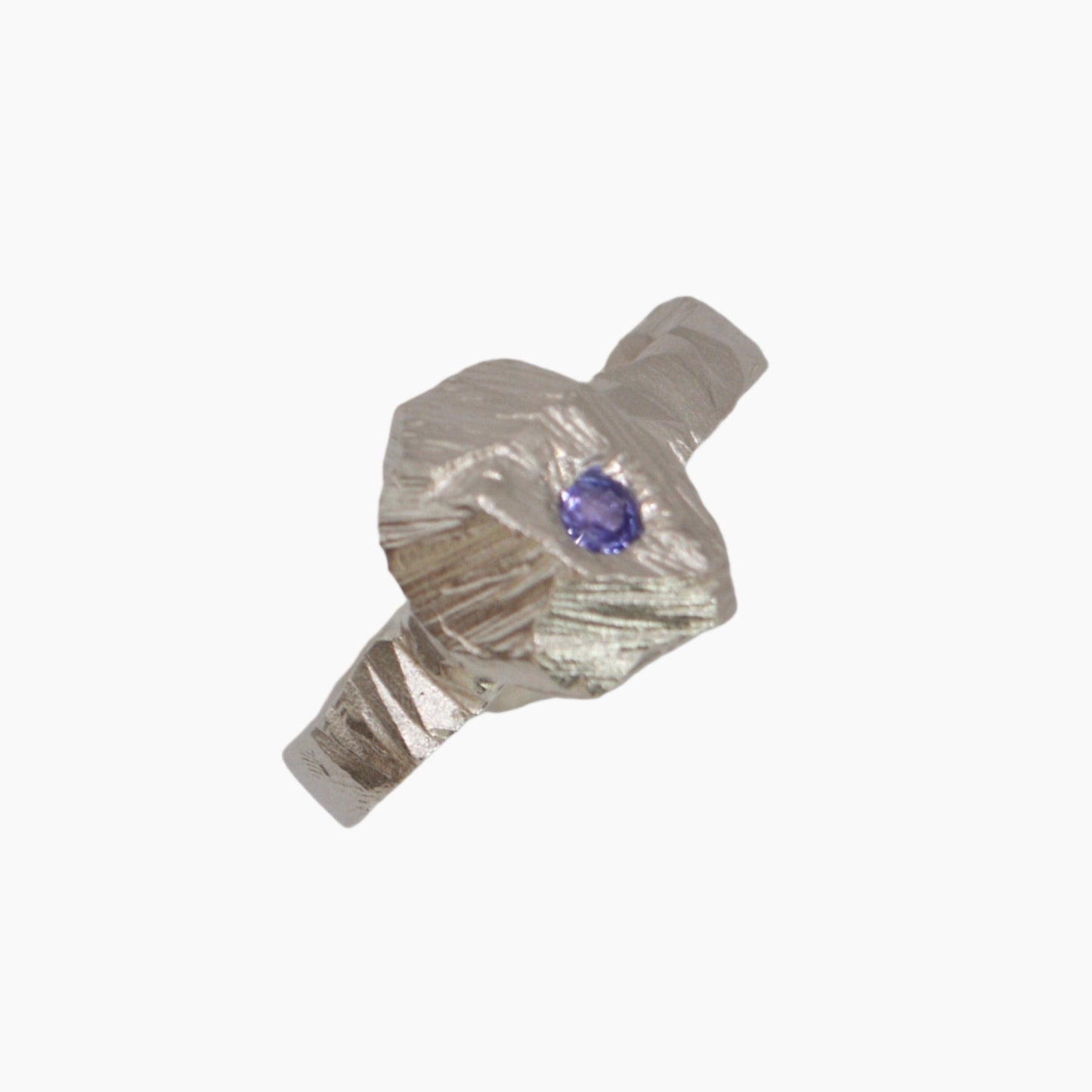 Sterling Silver rock formation ring featuring amethyst stone
