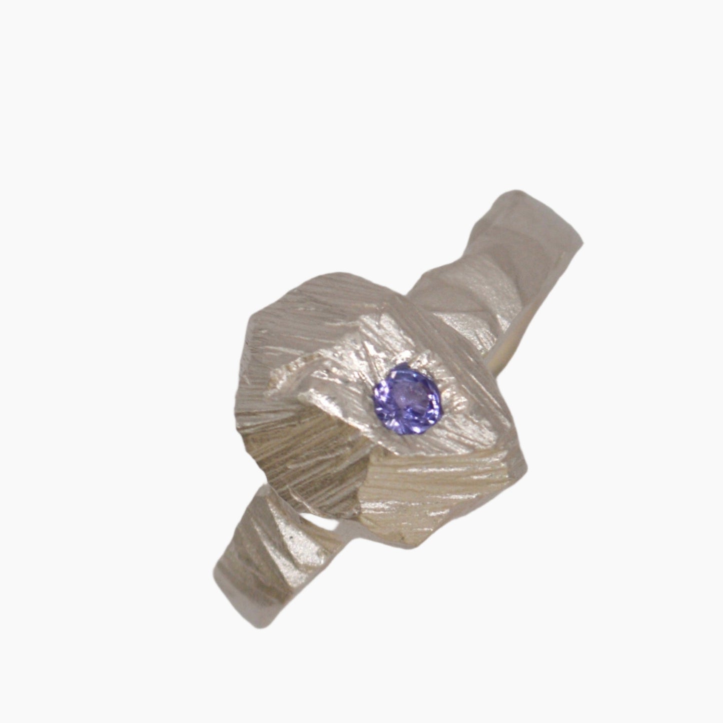 Sterling Silver rock formation ring featuring amethyst stone