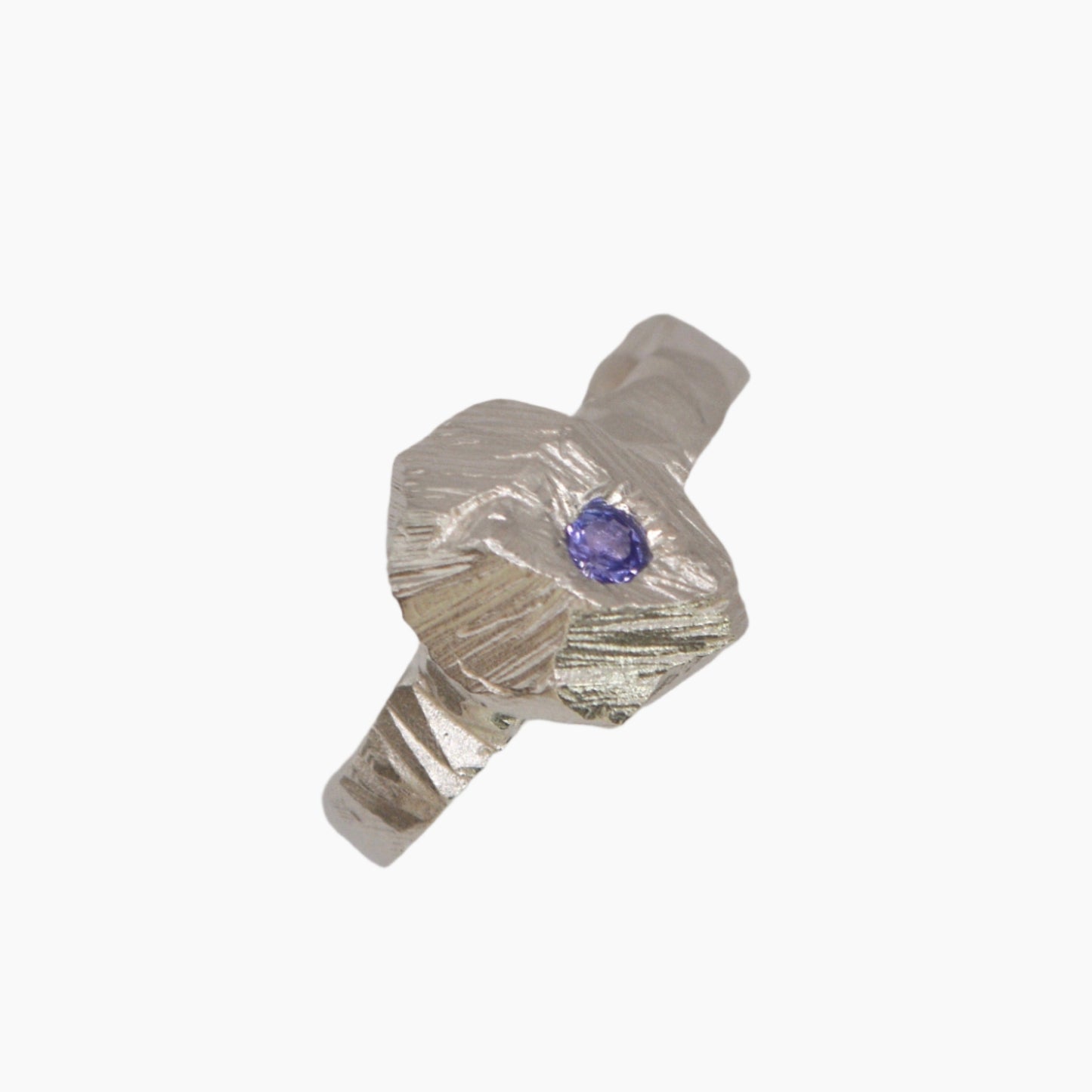 Sterling Silver rock formation ring featuring amethyst stone