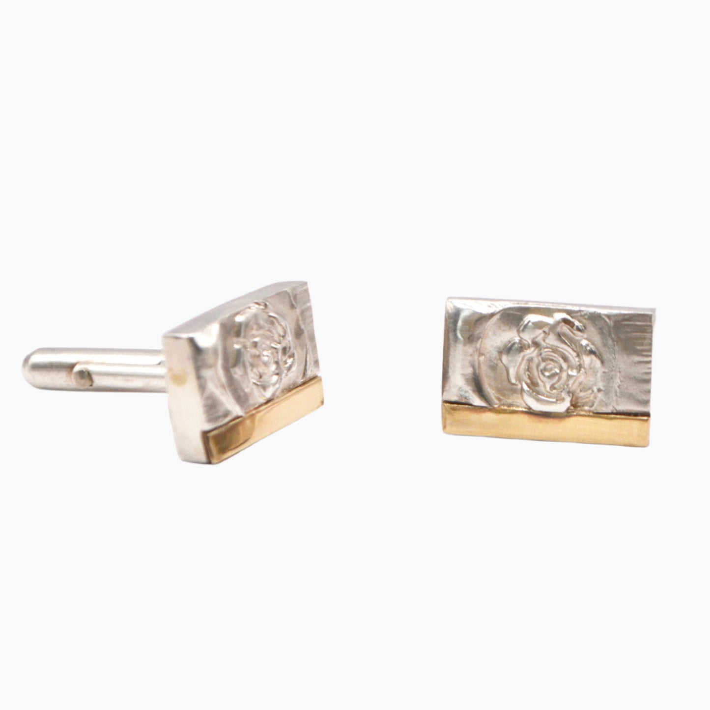 handcrafted sterling silver and gold cufflinks