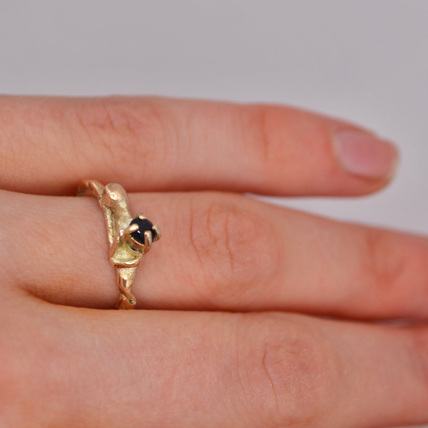 Midnight sapphire organic ring