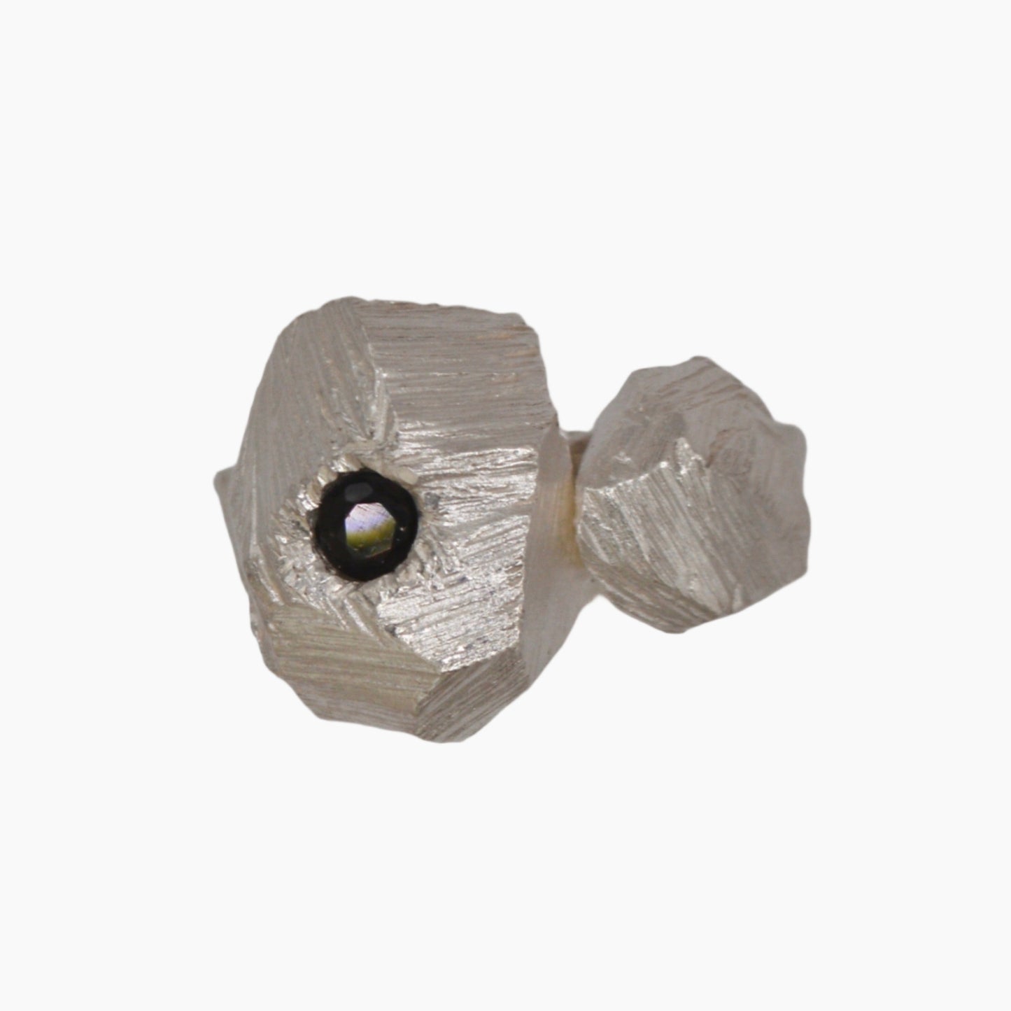 sterling silver statement rock ring with sapphire