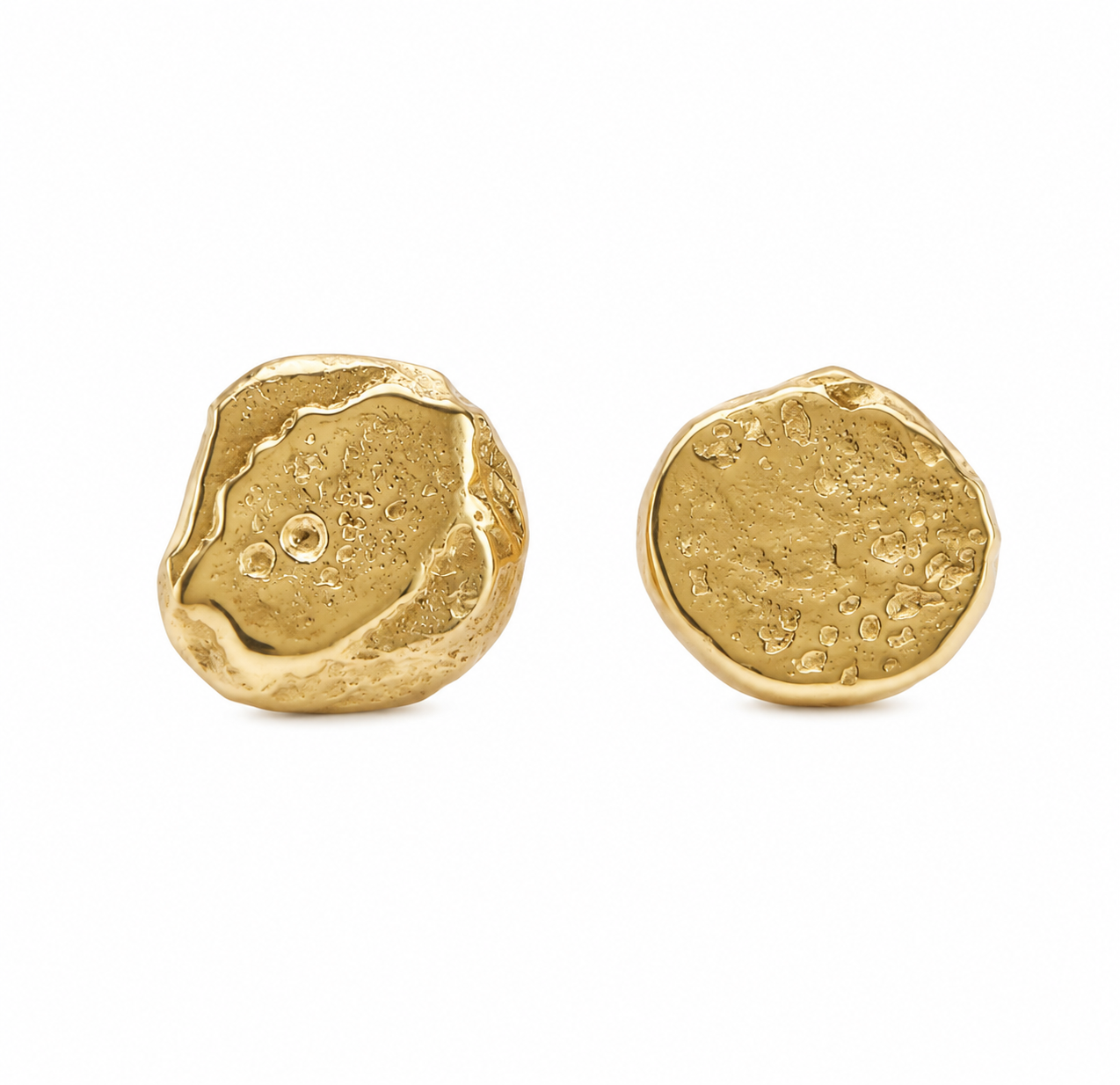 solid gold stud earrings textured