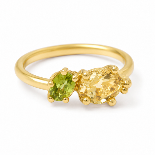 Peridot and yellow sapphire ring