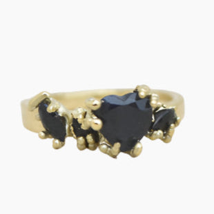 mixed sapphire stone ring in yellow gold