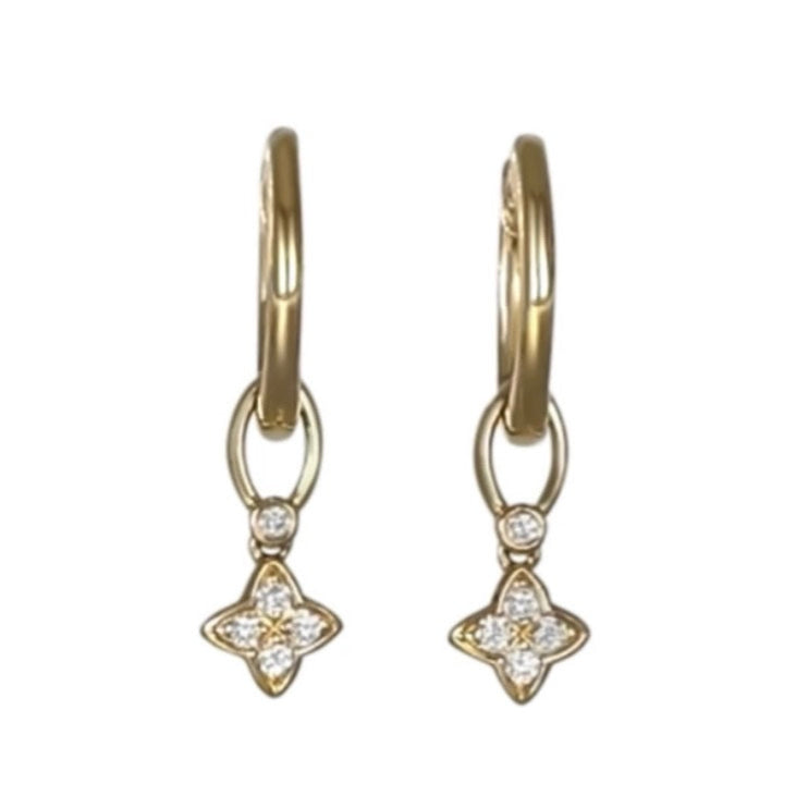 Floral inspired diamond hoop drop earrings