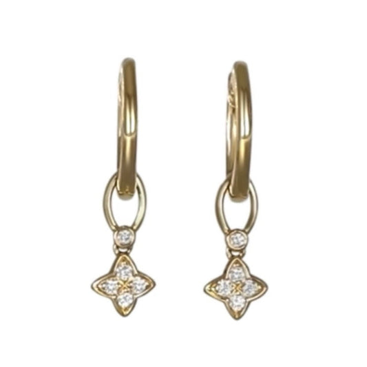 Floral inspired diamond hoop drop earrings