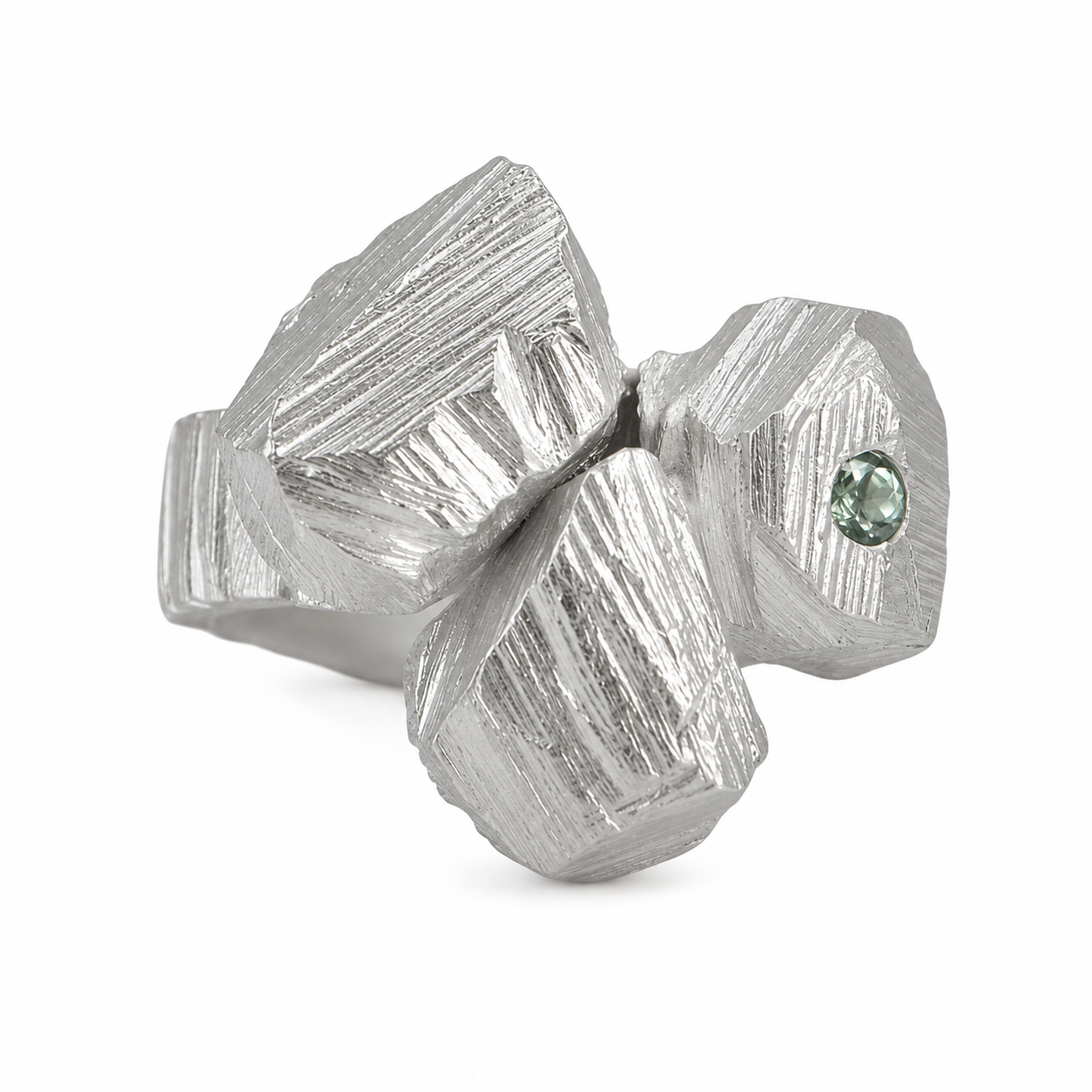 Green Amethyst Rock Ring