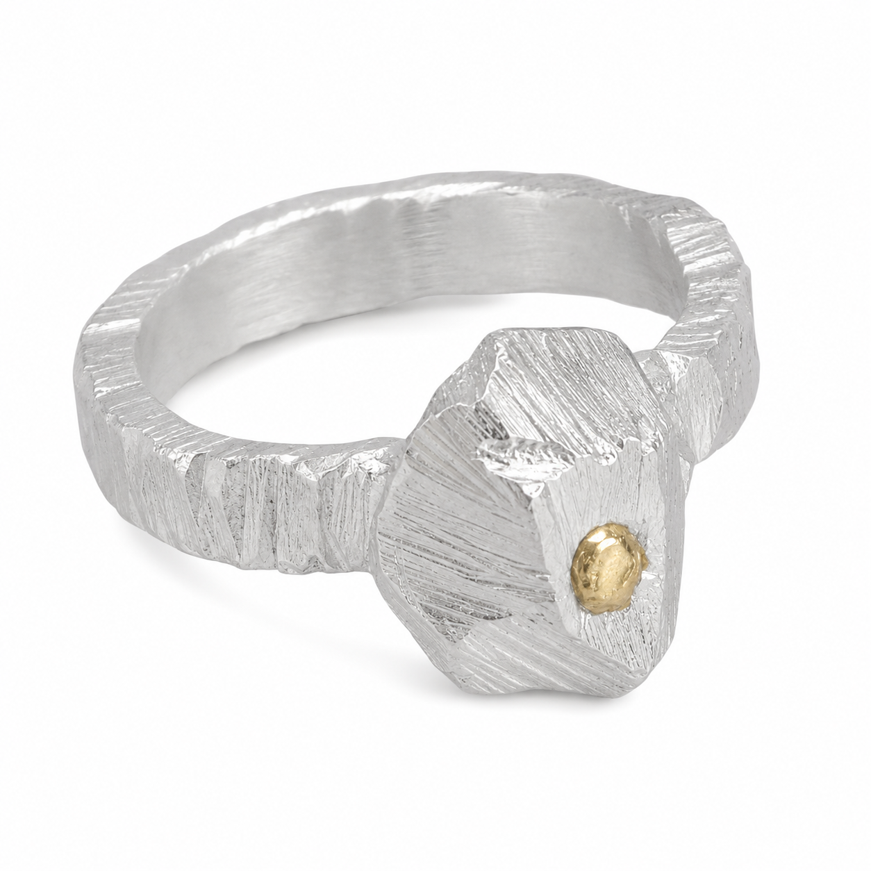 Mixed metal rock ring