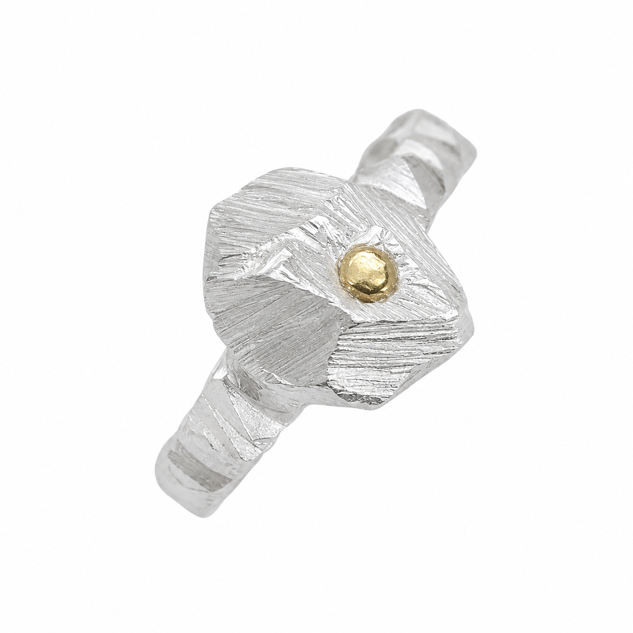 Mixed metal rock ring
