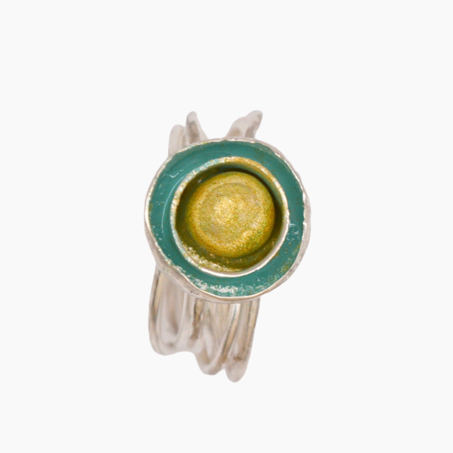 ocean pebble ring in sterling silver with enamel