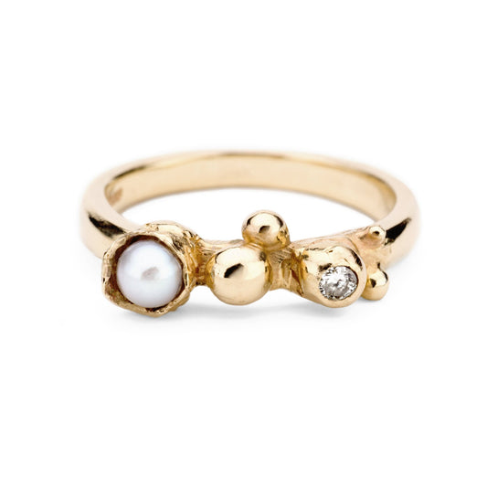 Pearl and diamond ring