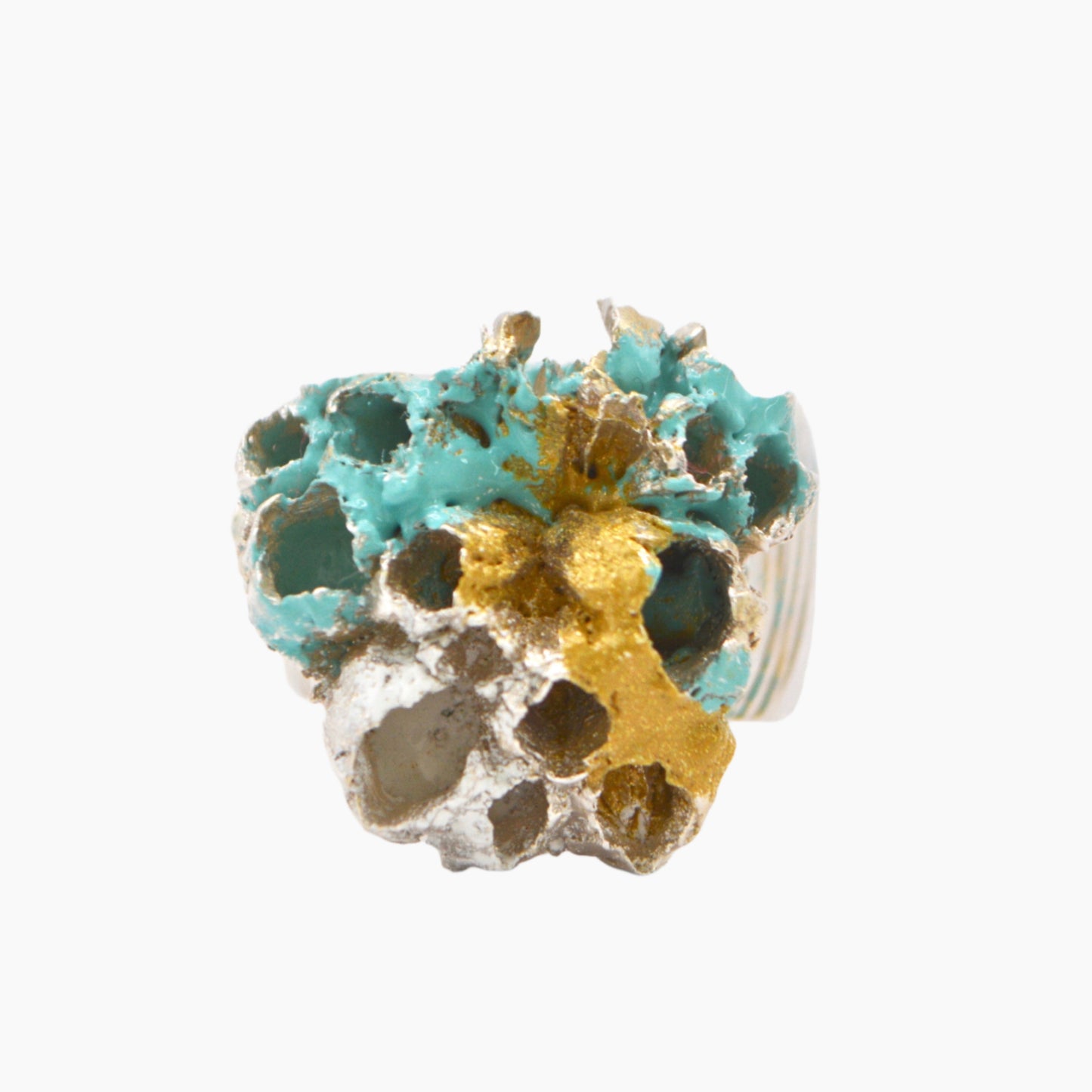 Sterling Silver and enamel barnacle statement ring