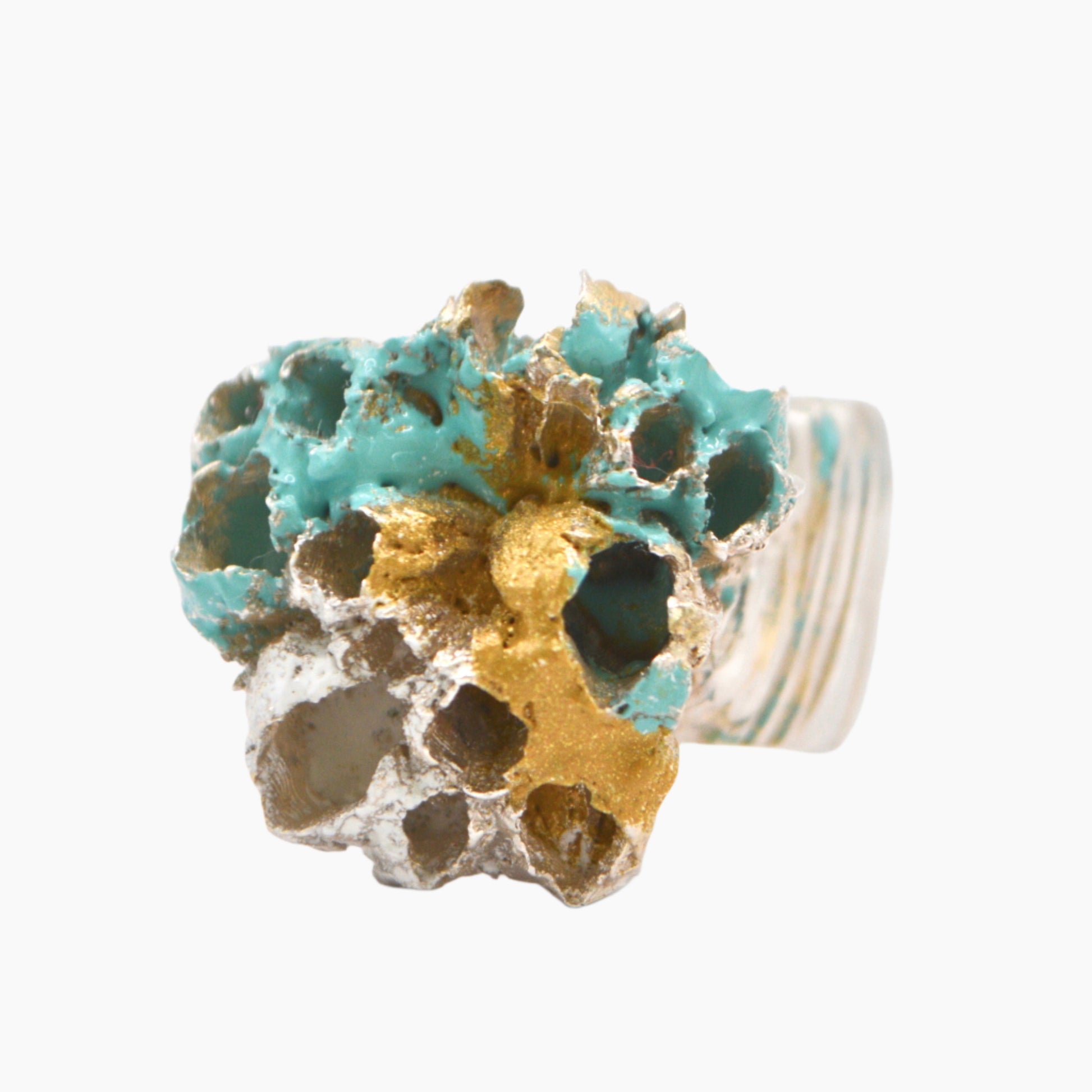 Sterling Silver and enamel statement ring by Caroline Mcinally