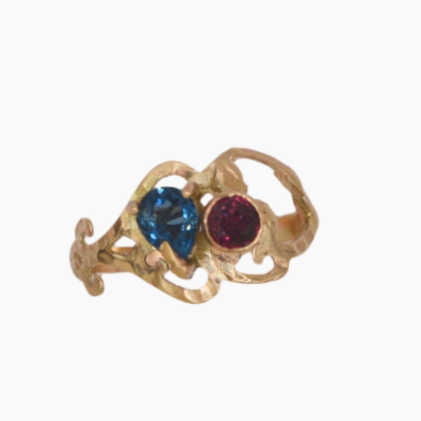 blue topaz and ruby ring