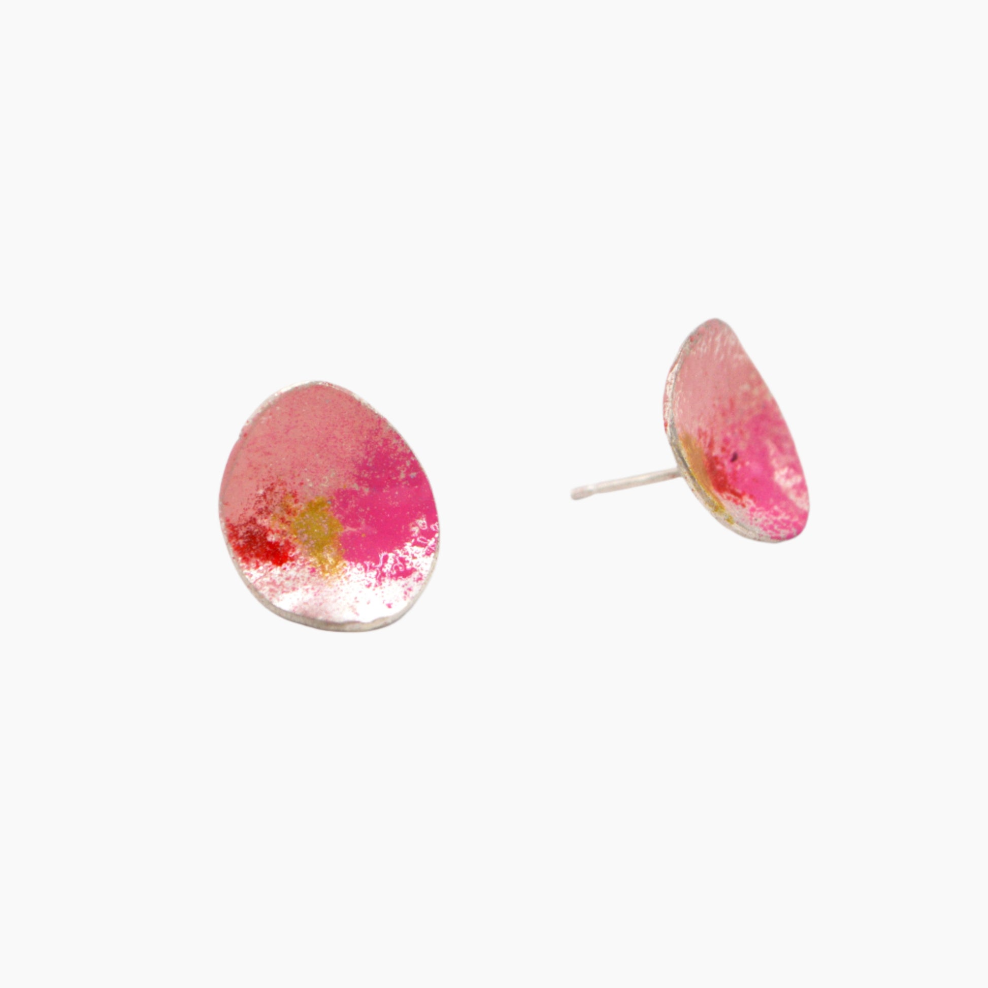 Stud earrings in sterling silver with colourful enamel