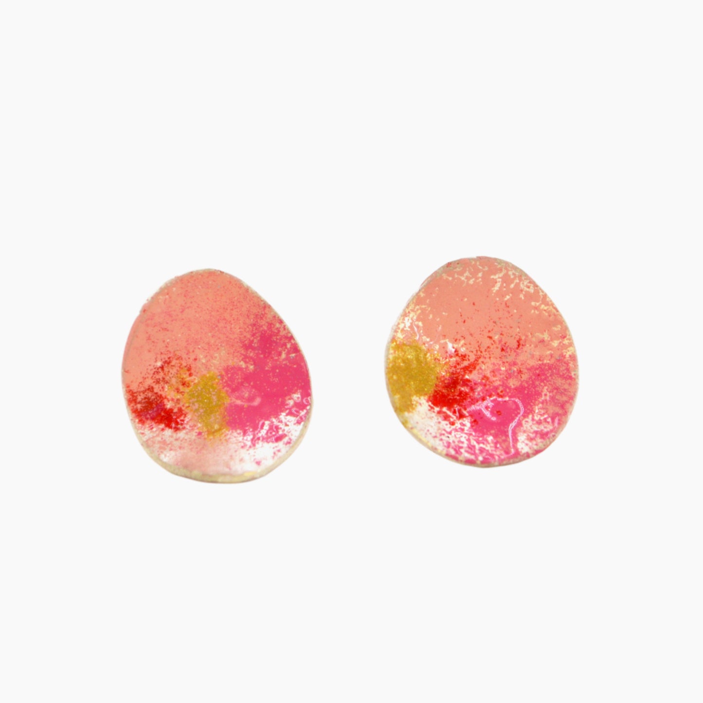 Eden stud earrings with pink enamel