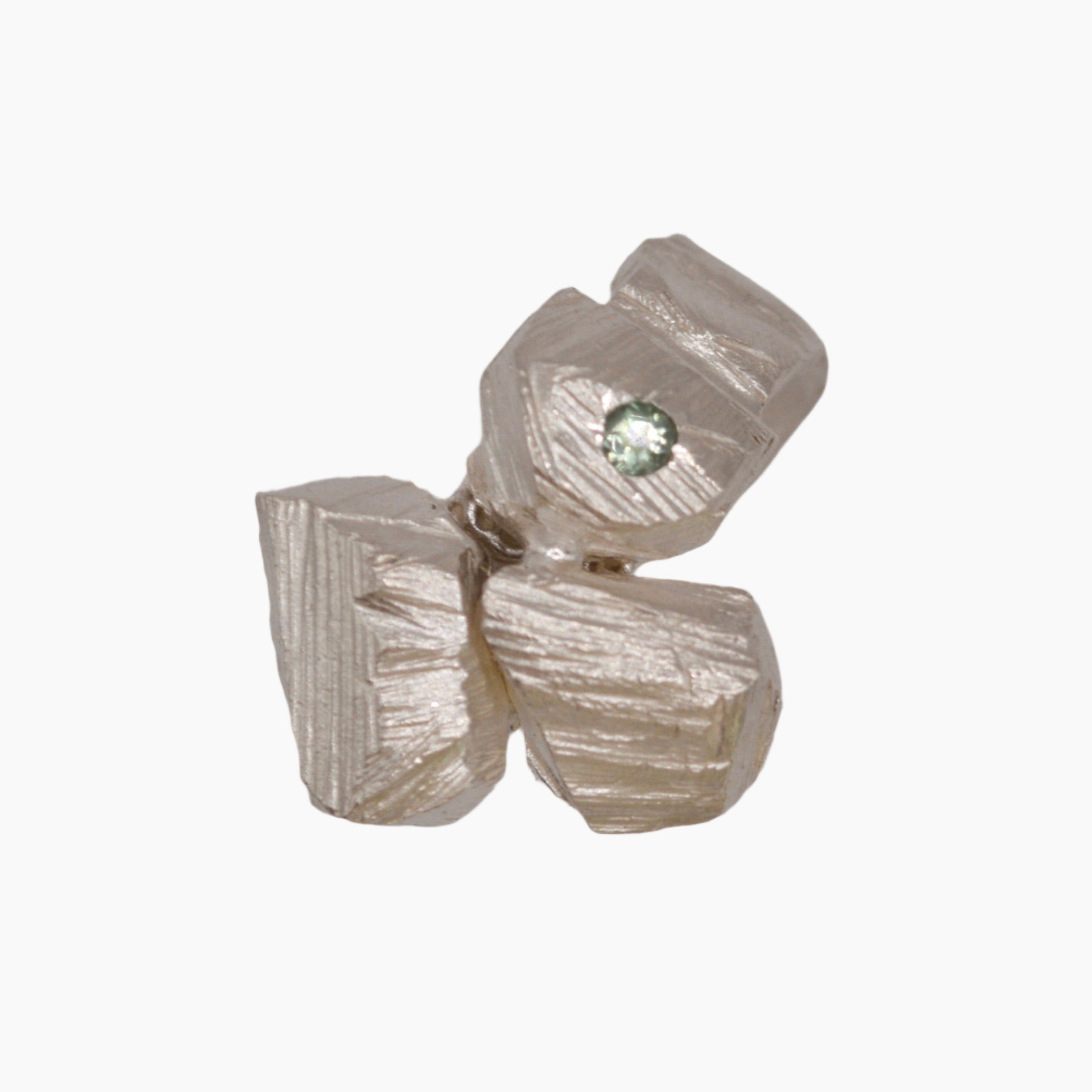 rock formation ring in sterling silver featuring a light green amethyst