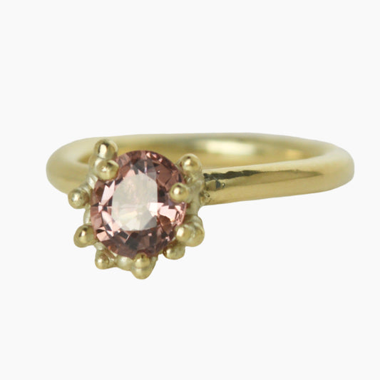 morganite ring with beaded detail