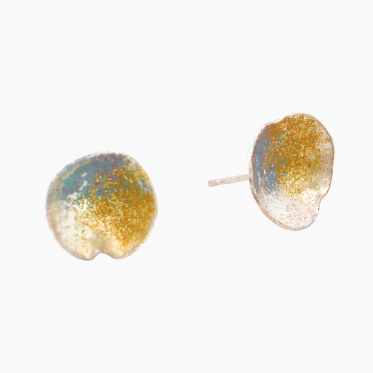 silver ocean stud earrings with enamel