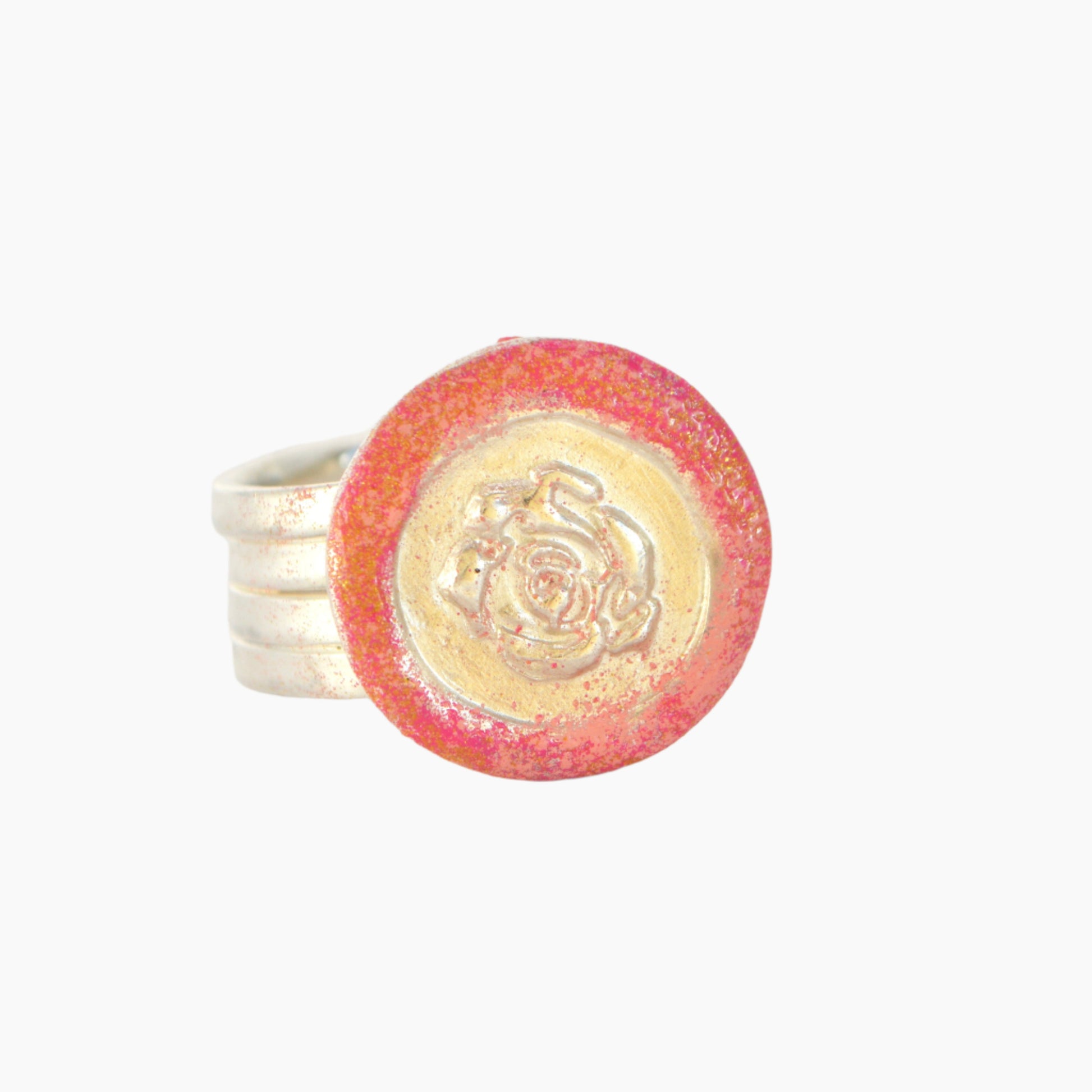 Rose statement ring with enamel 