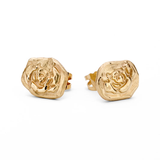 yellow gold floral themed earrings for wedding day jewellery