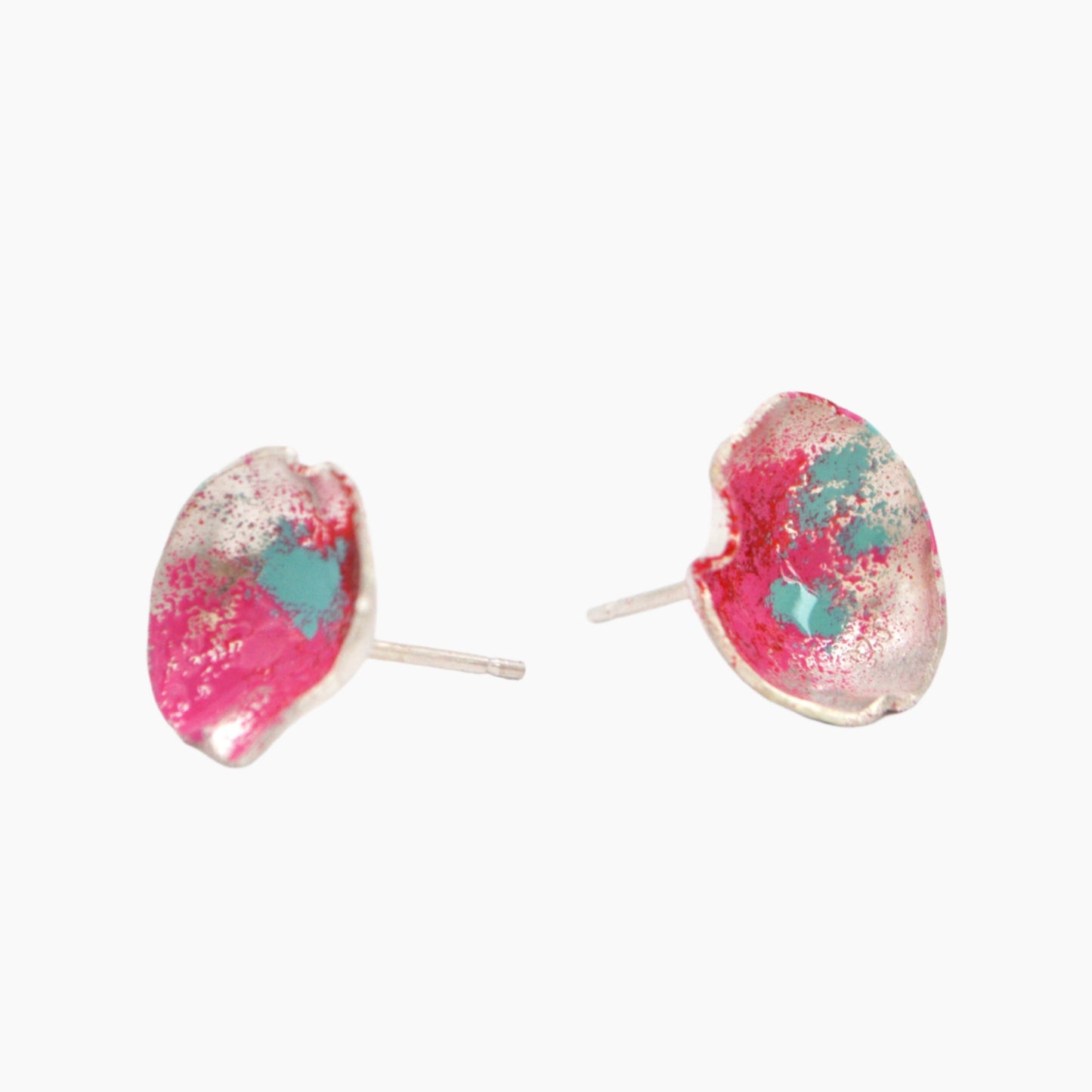 Sterling silver and enamel stud earrings